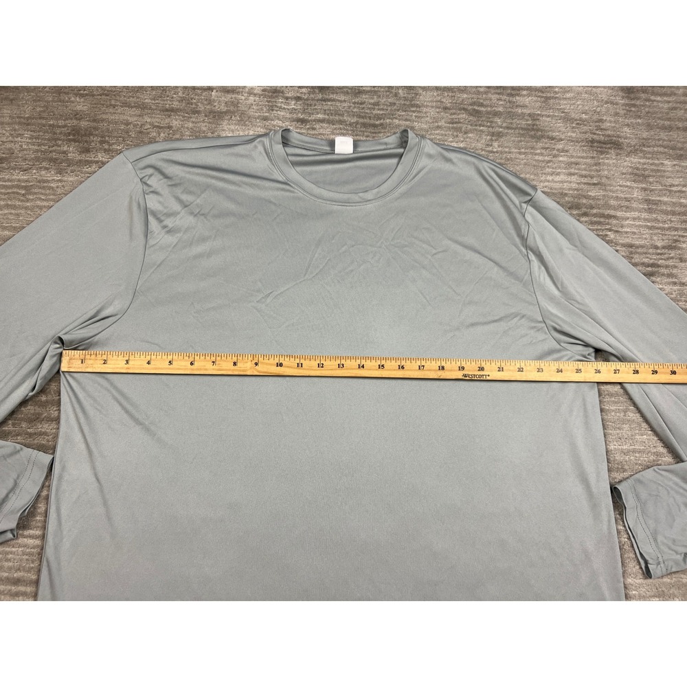 Port-Tek T-Shirt Mens 3XLT Gray Performance Long Sleeve Crew Neck Tall Fit Solid - Picture 2 of 9